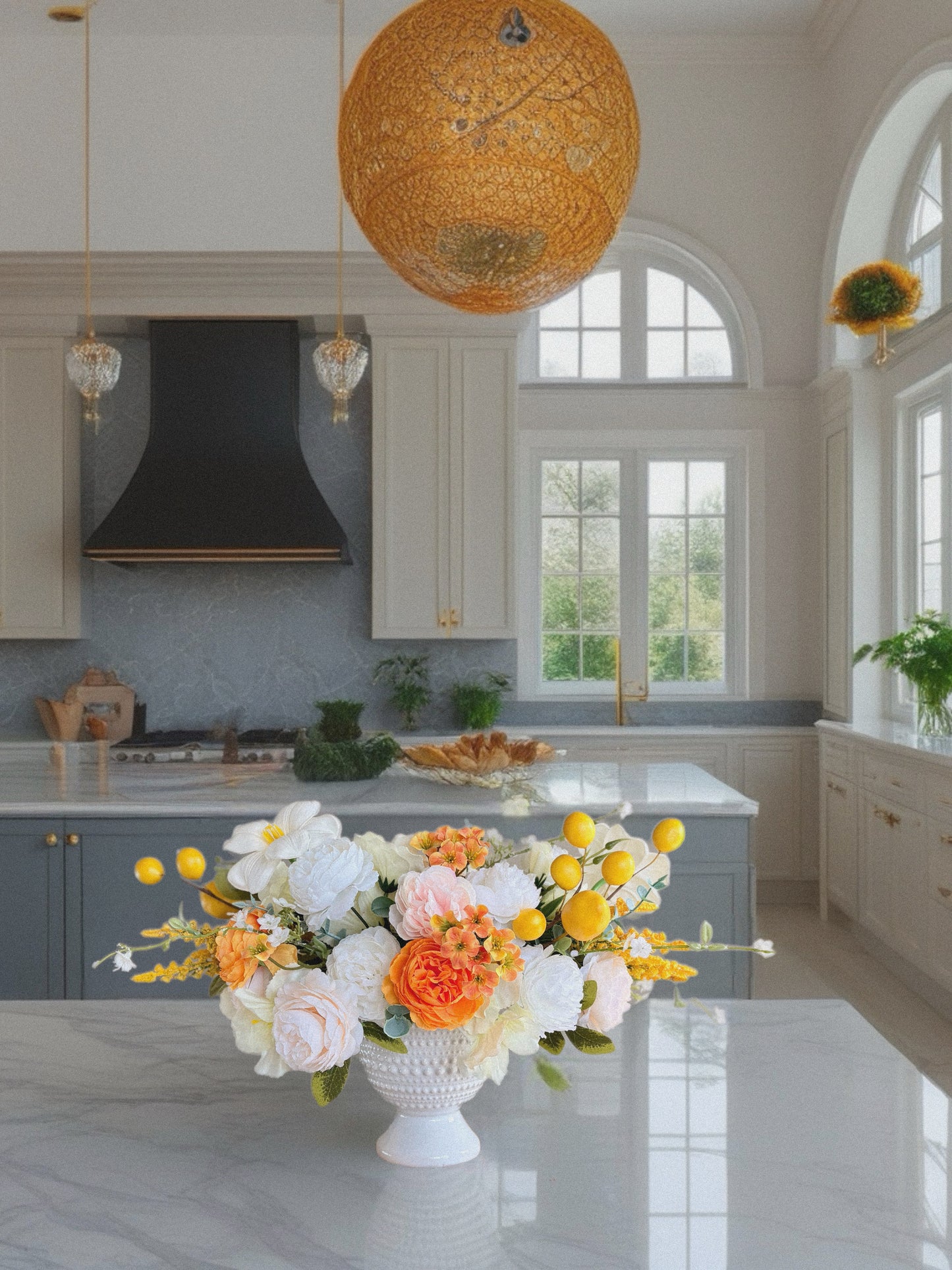 Faux Flower Centerpiece, Farmhouse Table Decoration, Year-Round Home Decor