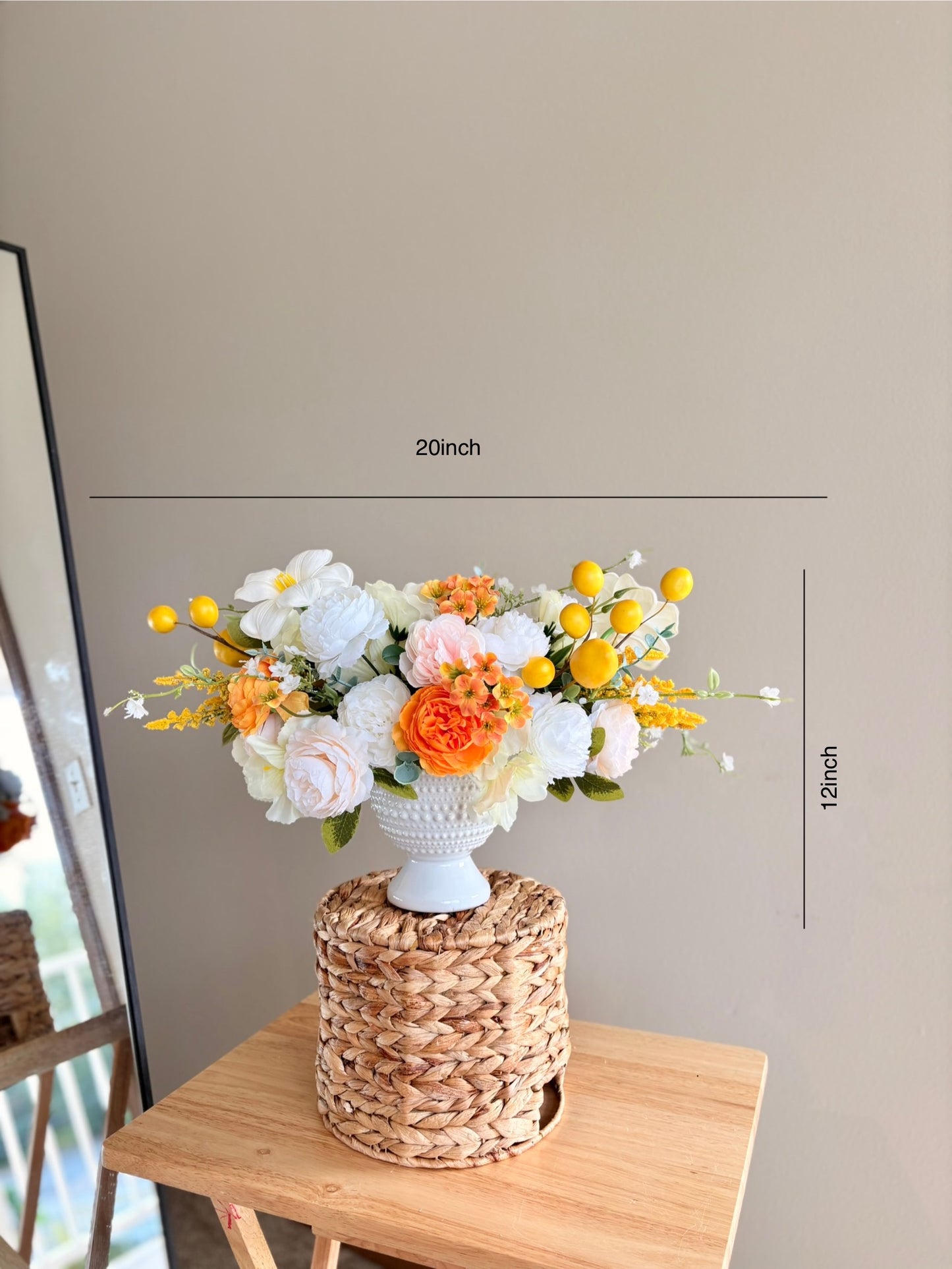 Faux Flower Centerpiece, Farmhouse Table Decoration, Year-Round Home Decor