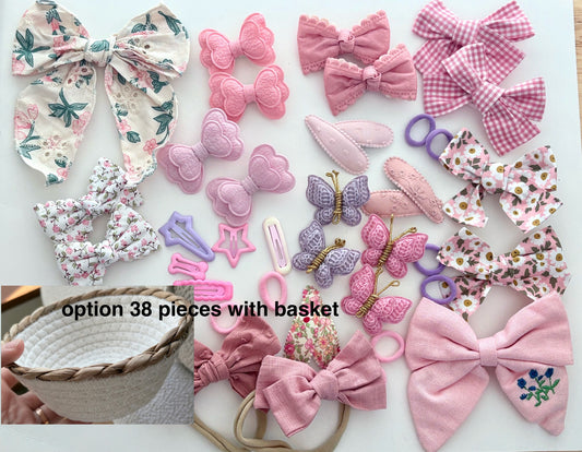 38 Pcs Large Hair Accessories Gift Set — Dusty Pink & Floral Collection