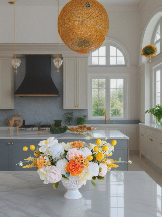 Faux Flower Centerpiece, Farmhouse Table Decoration, Year-Round Home Decor
