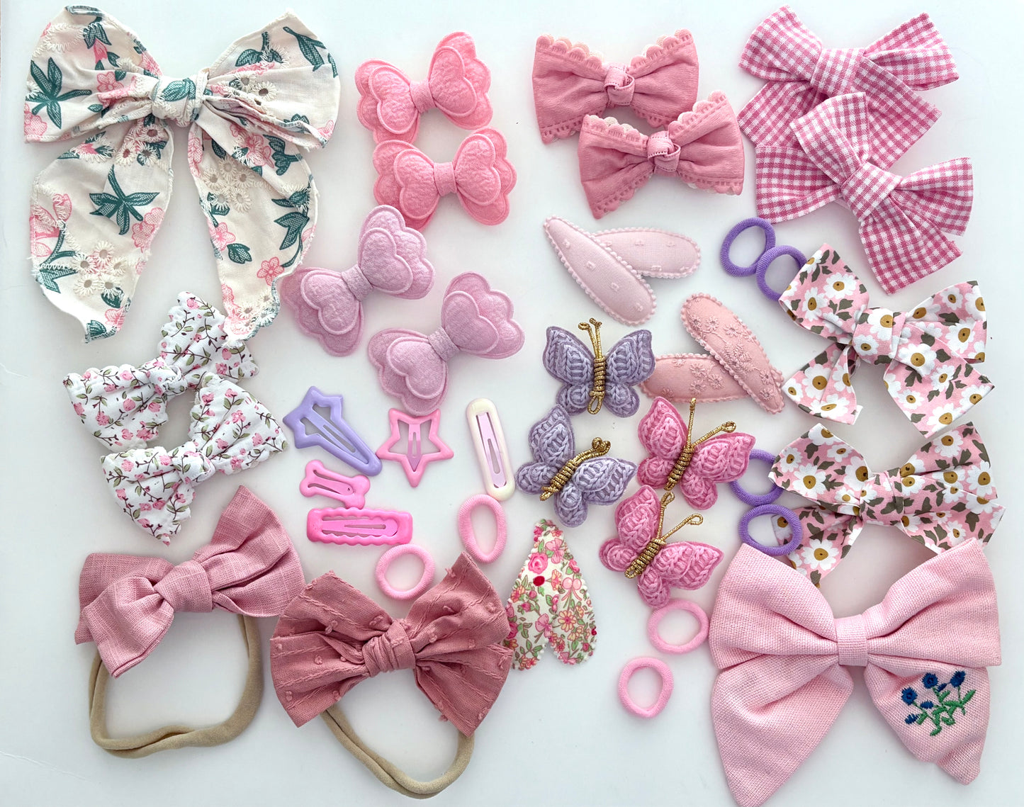 38 Pcs Large Hair Accessories Gift Set — Dusty Pink & Floral Collection