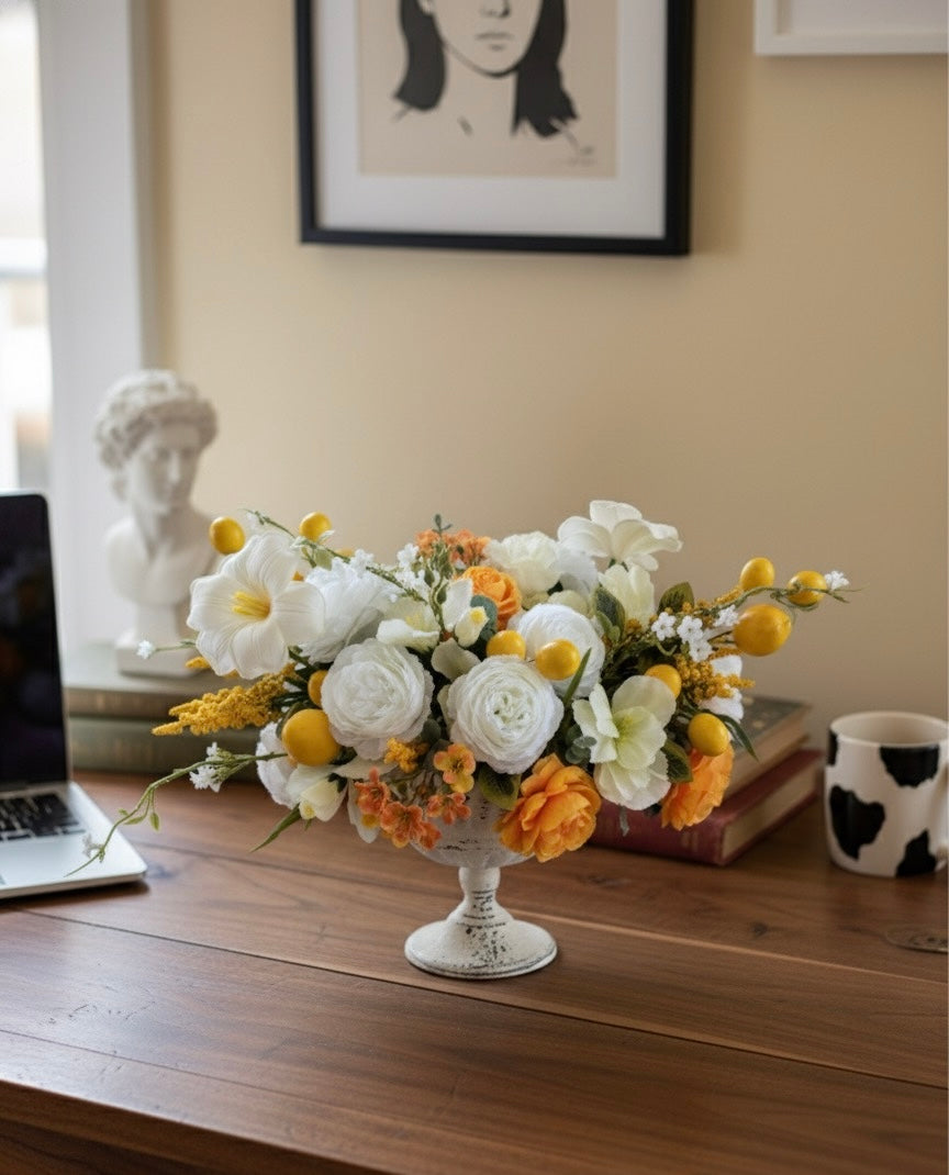 Faux Flower Centerpiece, Farmhouse Table Decoration, Year-Round Home Decor