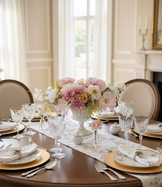 Pastel Faux Flower Arrangement in Classic Vase – Elegant Centerpiece with Pink, White, and Yellow Blooms for Home or Wedding Décor