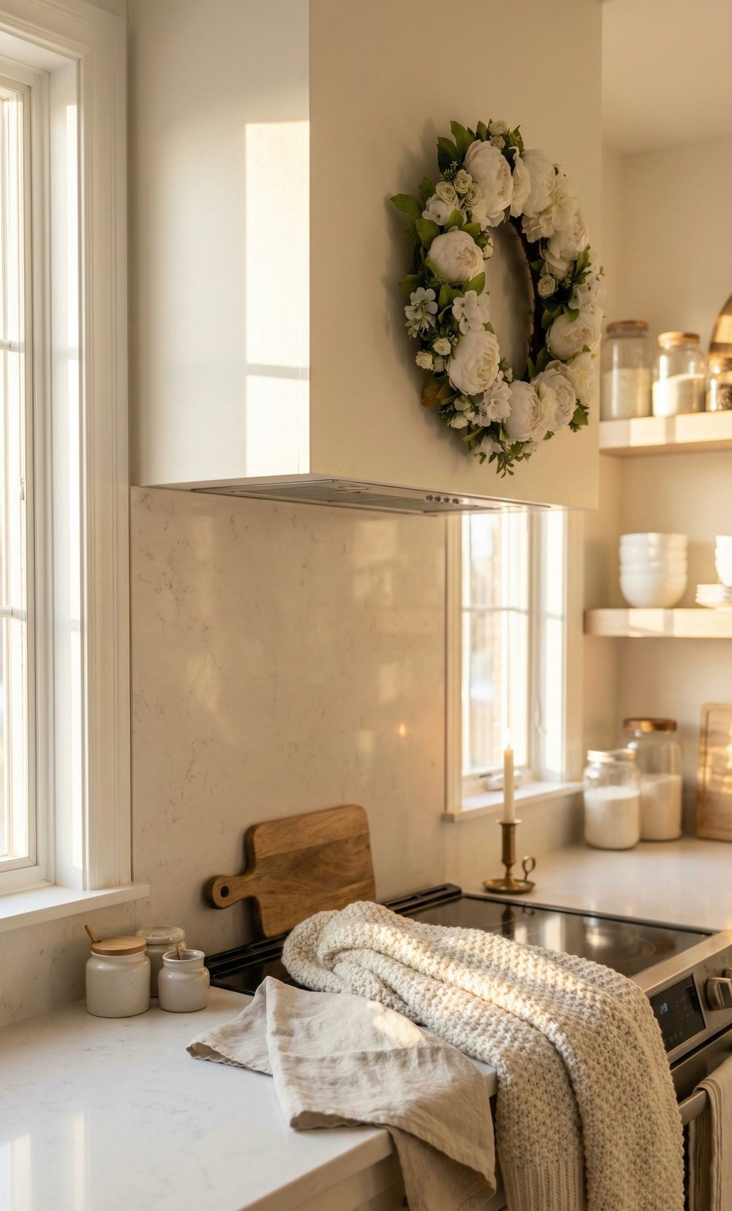 Elegant White Peony Hydrangea Wreath for Front Door, All Season Floral Decor, Farmhouse Cottagecore Wedding Gift